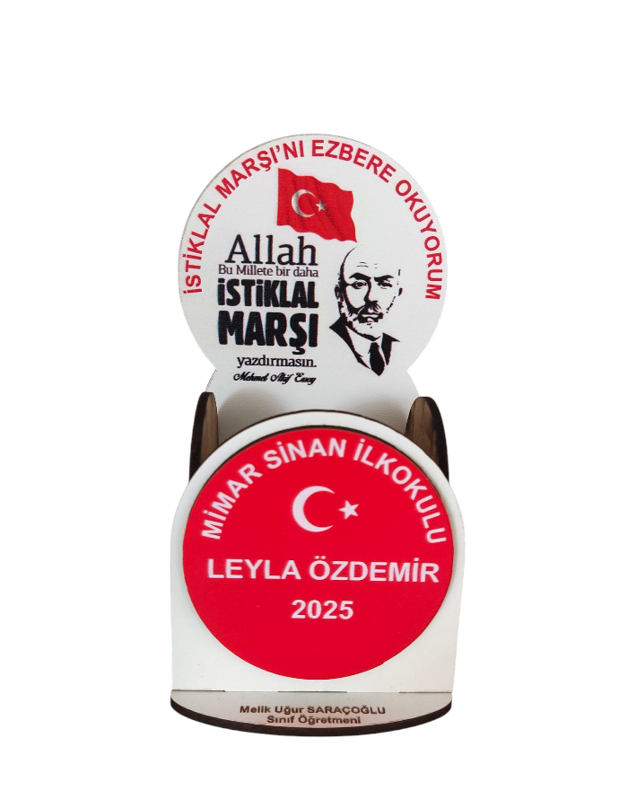 İstiklal Marşını Ezbere Okuyorum Kişiye Özel Ahşap Kalemlik