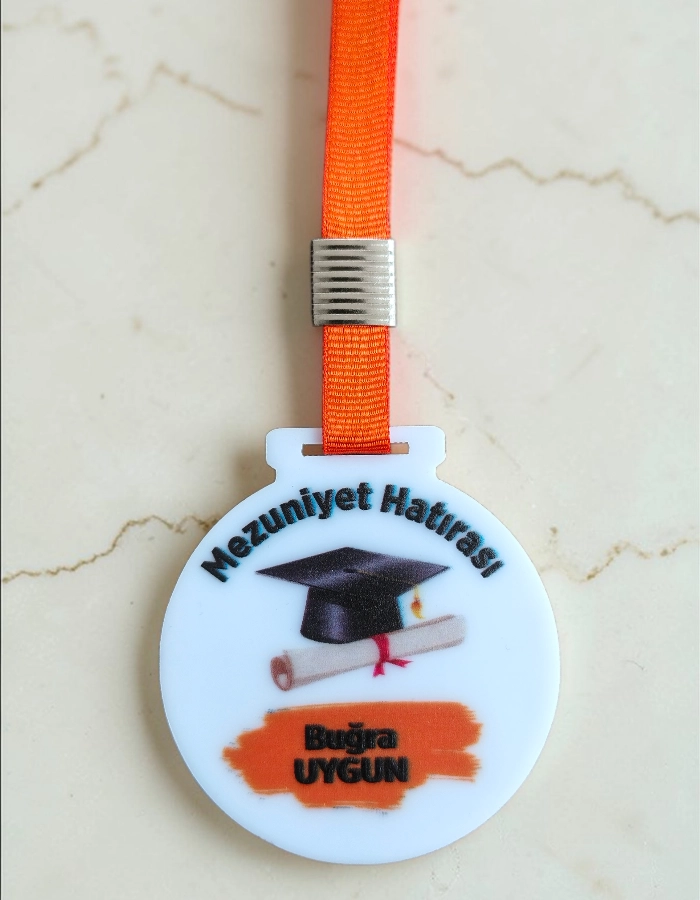 Mezuniyet Hatırası Beyaz Pleksi Madalya 5 Adet