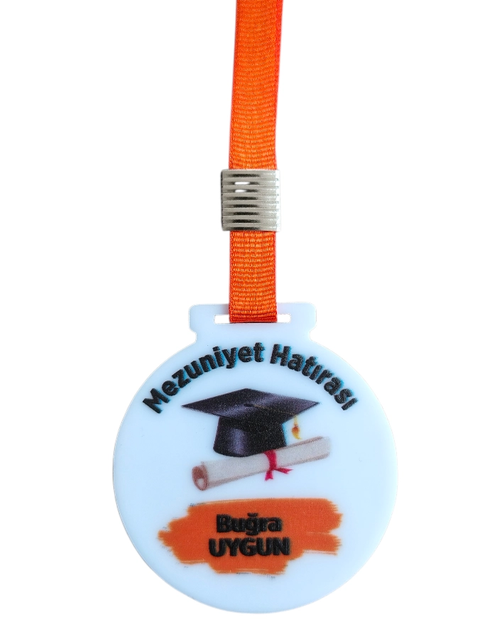 Mezuniyet Hatırası Beyaz Pleksi Madalya 5 Adet