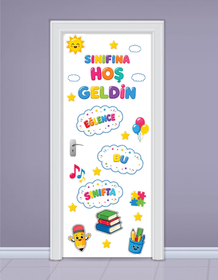 Okula Hoşgeldin Kapı Süsleme Stickerları