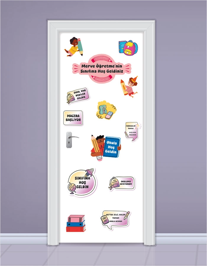 Okula Hoşgeldin Kapı Süsleme Stickerları