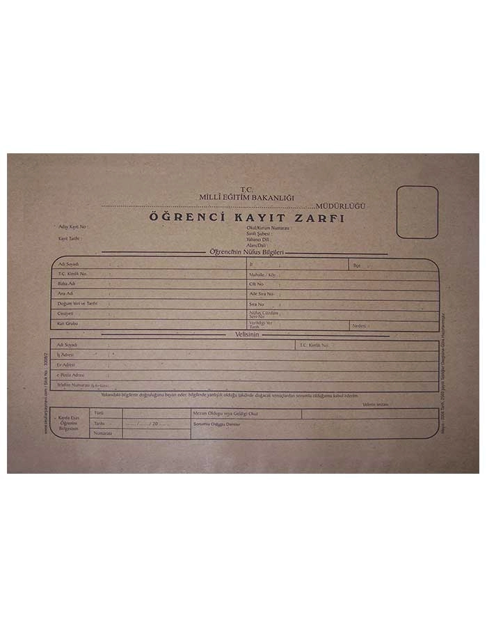 Lise Öğrenci Kayıt Zarfı 100’lü Paket