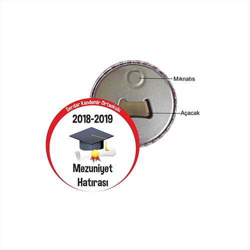 Mezuniyet Hatırası Açacaklı Magnet Rozet 58 mm