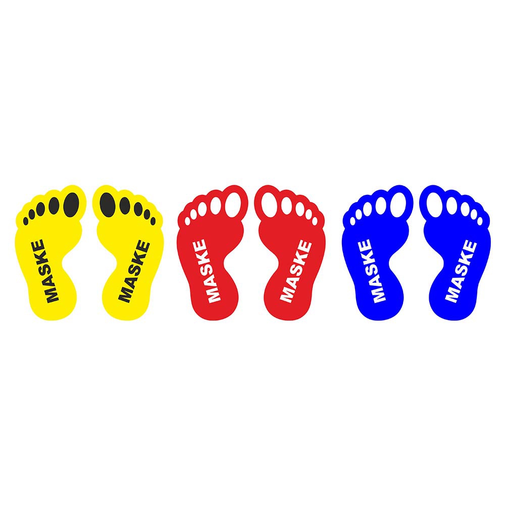 Maske Temalı Ayak İzi Sticker (20 Çift - Laminasyonlu)