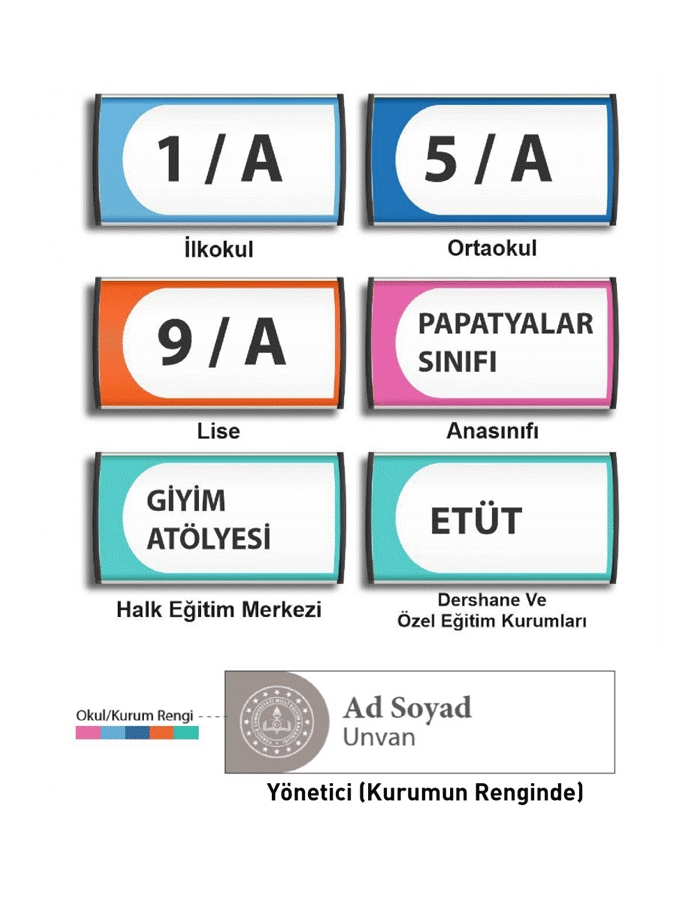 Okul Kapı İsimliği (Bombeli - Değiştirilebilir -12x25)