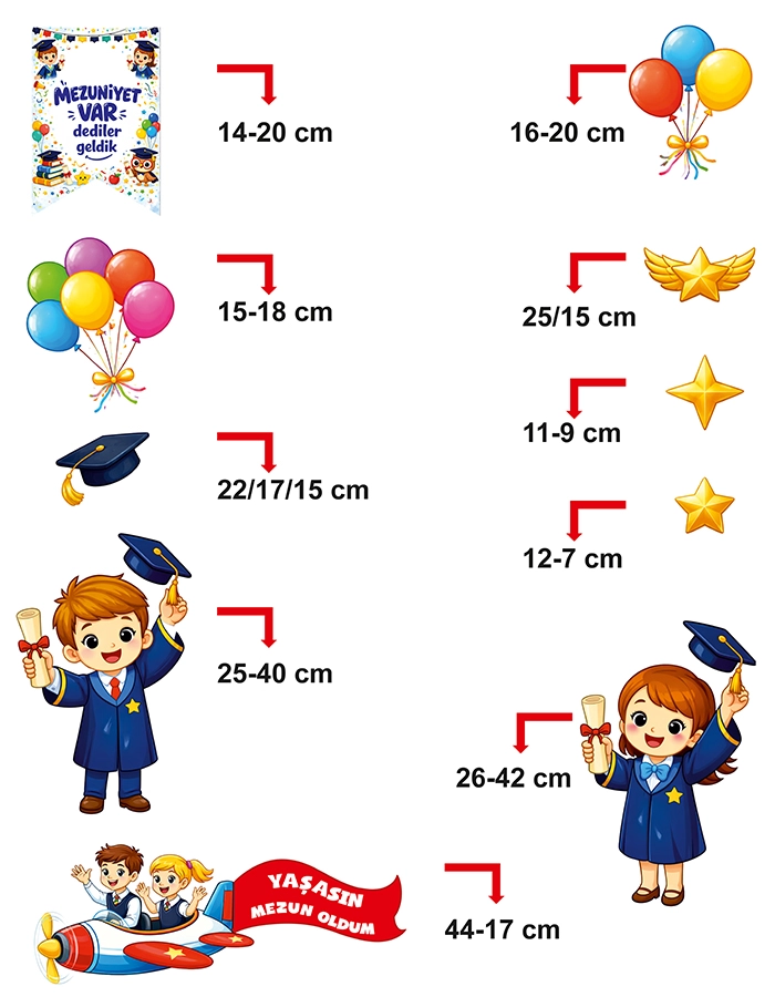 Mezuniyet Hatırası Karton Pano Seti – Sınıf ve Etkinlik Dekoru