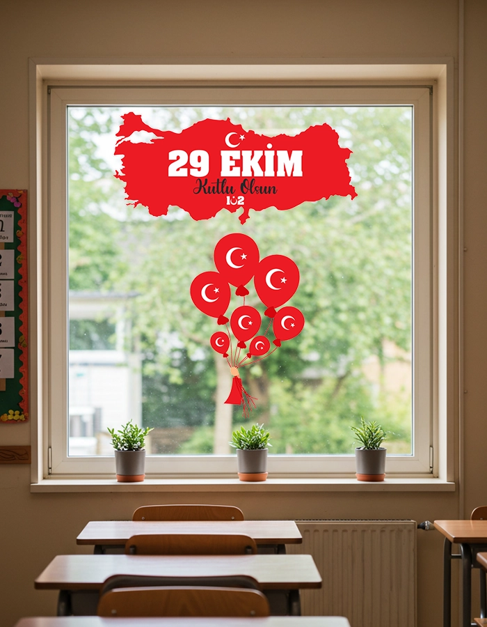 29 Ekim Cumhuriyet Bayramı Cam Süsleme Stickerları