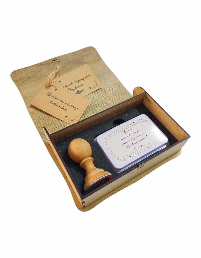 Öğretmenler Günü Hediyesi Kişiye Özel Ahşap Kutulu Mühür