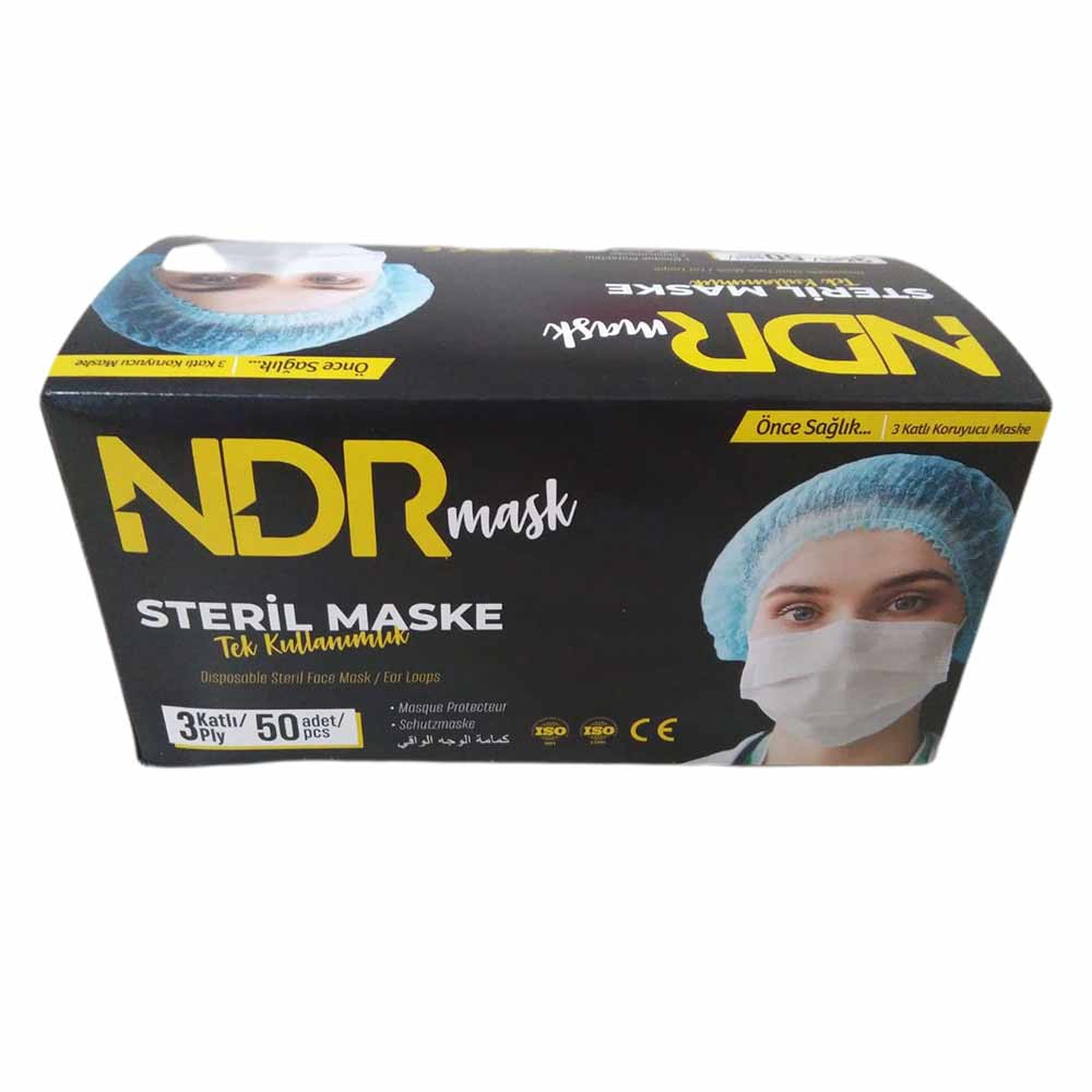 NDR Ultrasonik Burun Telli 3 Katlı Maske 50 Adet Beyaz