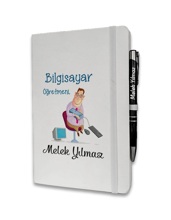 Kişiye Özel Bilgisayar Öğretmeni Baskılı Ajanda ve Kalem Seti