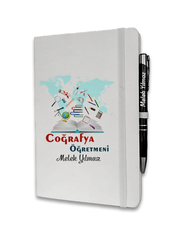 Kişiye Özel Coğrafya Öğretmeni Baskılı Ajanda ve Kalem Seti