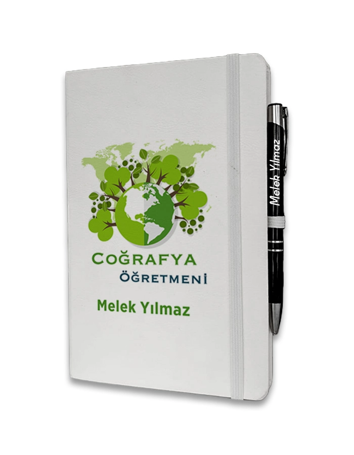 Kişiye Özel Coğrafya Öğretmeni Baskılı Ajanda ve Kalem Seti
