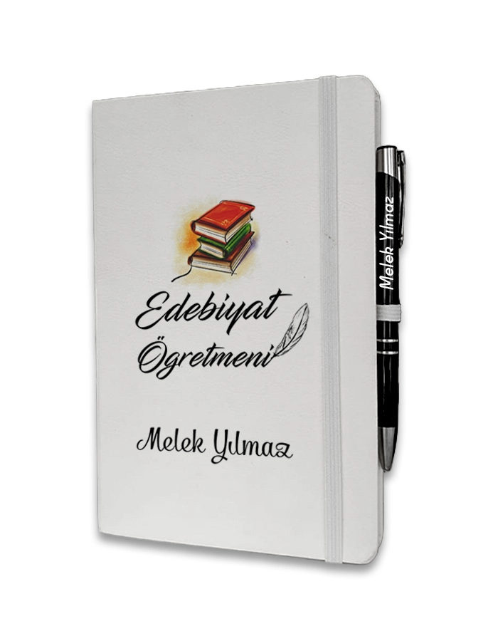 Kişiye Özel Edebiyat Öğretmeni Baskılı Ajanda ve Kalem Seti