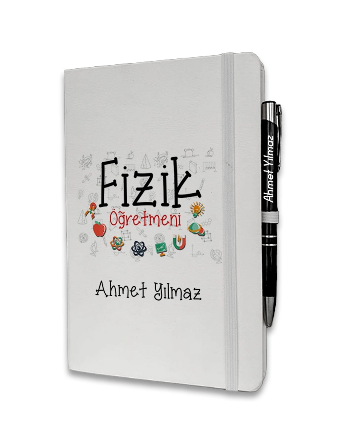 Kişiye Özel Fizik Öğretmeni Baskılı Ajanda ve Kalem Seti