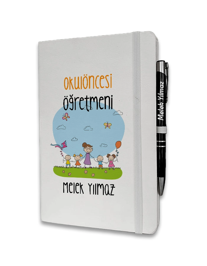 Kişiye Özel Okul Öncesi Öğretmeni Baskılı Ajanda ve Kalem Seti
