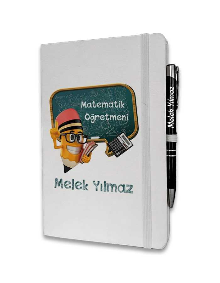 Kişiye Özel Matematik Öğretmeni Baskılı Ajanda ve Kalem Seti
