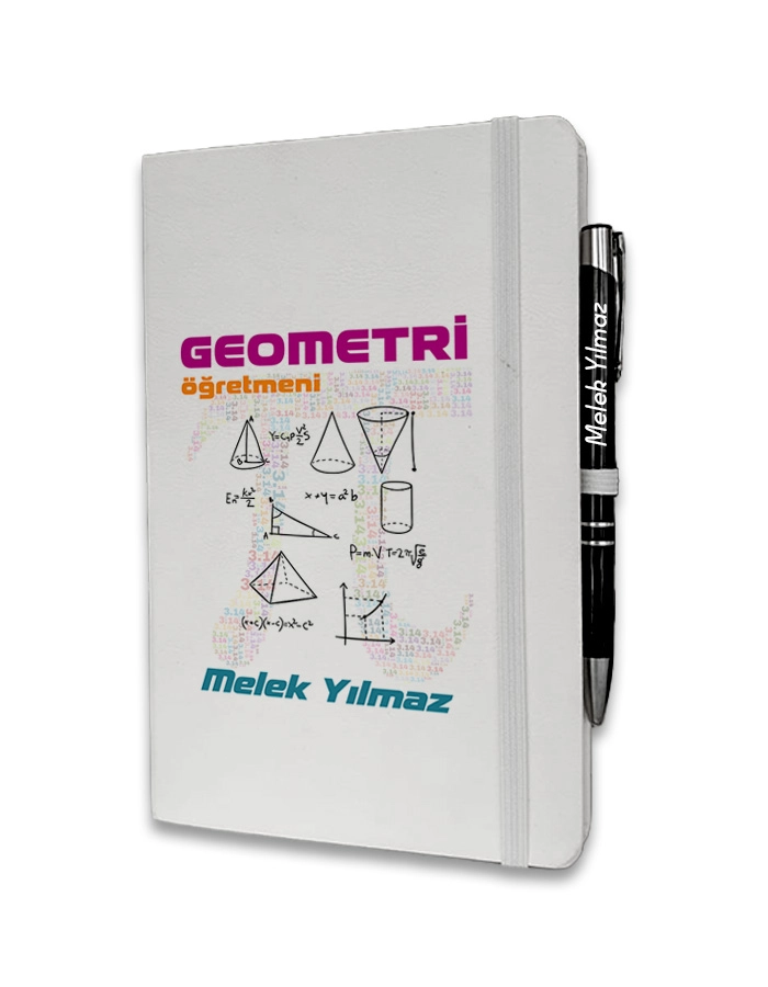 Kişiye Özel Geometri Öğretmeni Baskılı Ajanda ve Kalem Seti