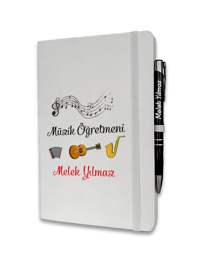 Kişiye Özel Müzik Öğretmeni Baskılı Ajanda ve Kalem Seti
