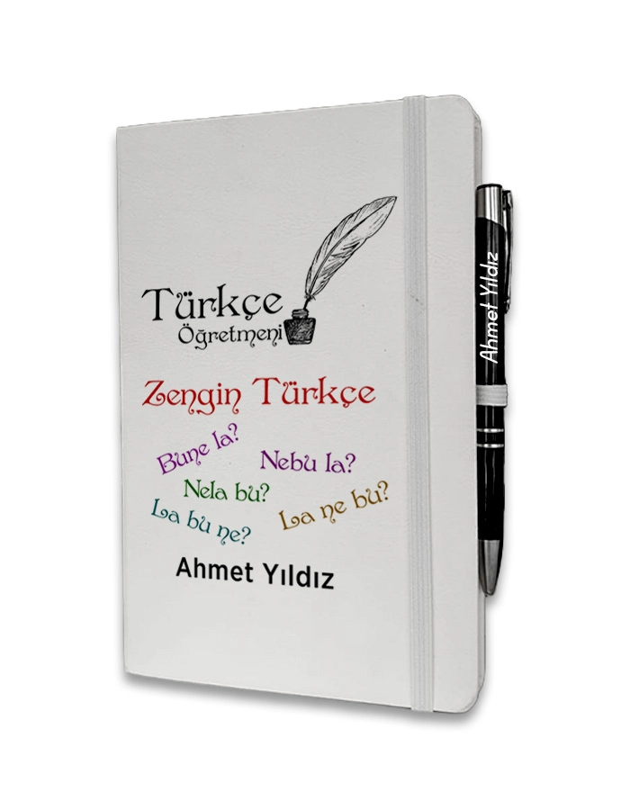 Kişiye Özel Türkçe Öğretmeni Baskılı Ajanda ve Kalem Seti