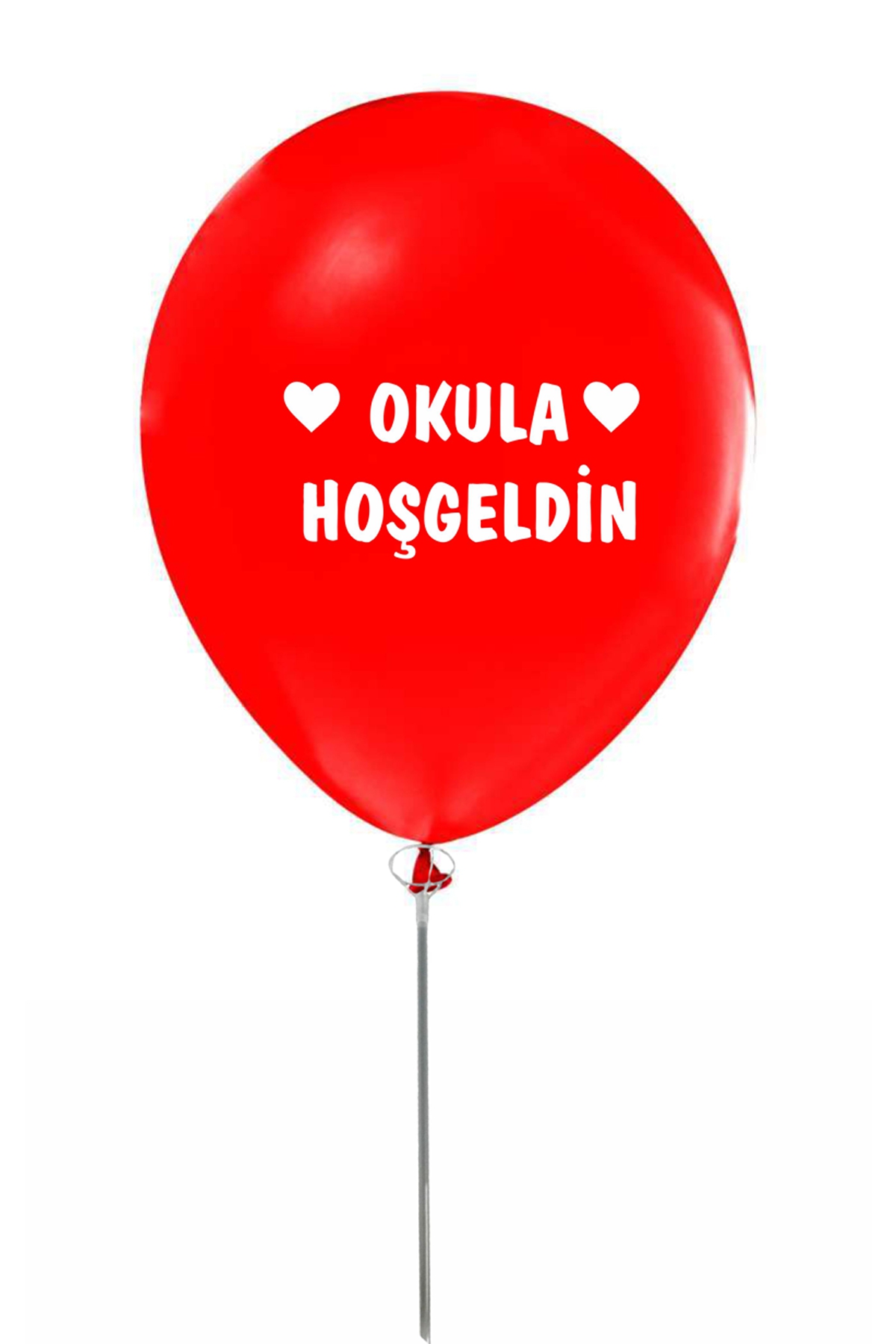 Okula Hoşgeldin - Okulda İlk Günüm Çubuklu Baskılı Balon (10 Adet)