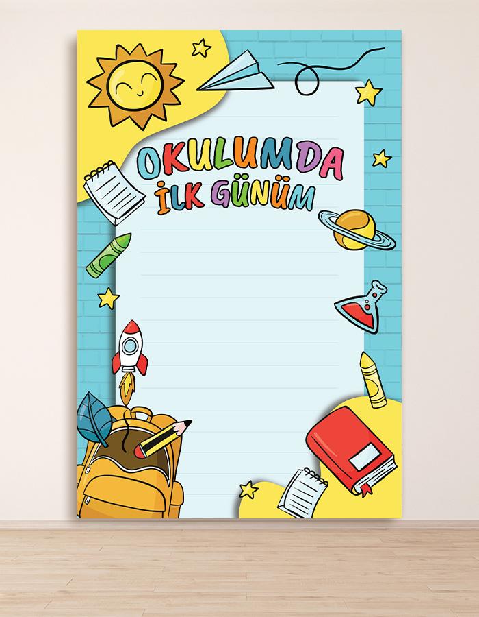 Okulumda İlk Günüm Hatıra Fotoğraf Panosu Branda 100x150