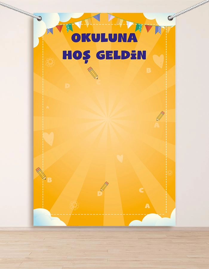 Okuluna Hoşgeldin Hatıra Fotoğraf Panosu Branda 160x200