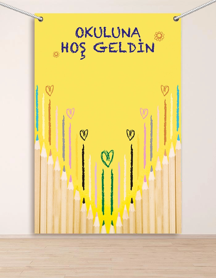 Okuluna Hoşgeldin Hatıra Fotoğraf Panosu Branda 100x150