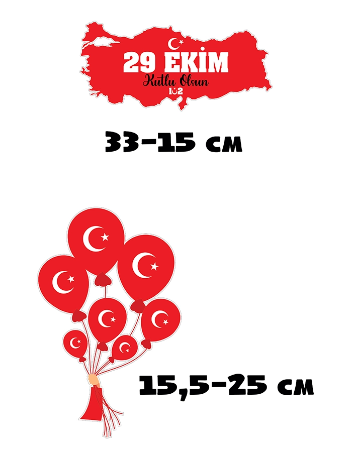 29 Ekim Cumhuriyet Bayramı Cam Süsleme Stickerları