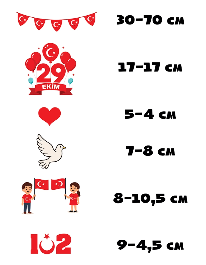 29 Ekim Cumhuriyet Bayramı Cam Süsleme Stickerları