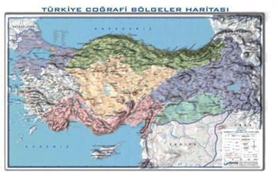 Türkiye Bölgeler Haritası (Kabartma - 70 Cm X 100 Cm)