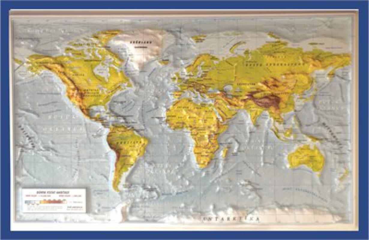 Dünya Fiziki Haritası (Kabartma - 70 Cm X 100 Cm)