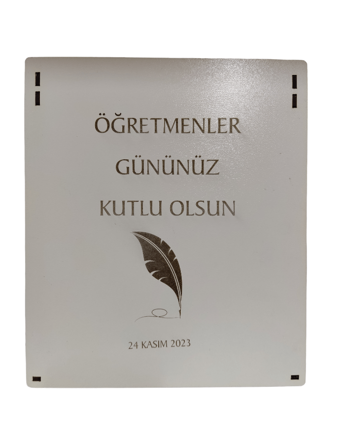 Kişiye Özel Öğretmenler Günü Hediyesi Kutulu Ahşap Kapaklı Defter Kalem ve Anahtarlık Seti