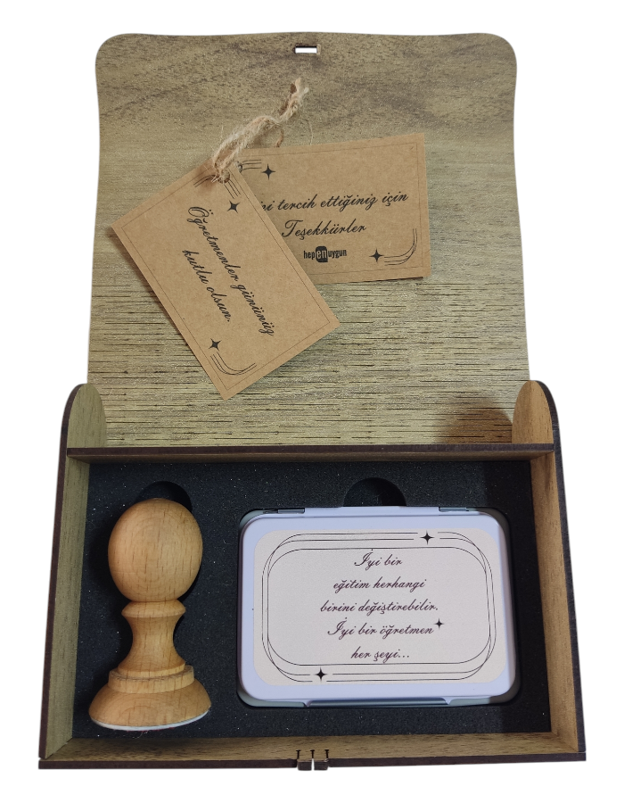 Öğretmenler Günü Hediyesi Kişiye Özel Ahşap Kutulu Mühür