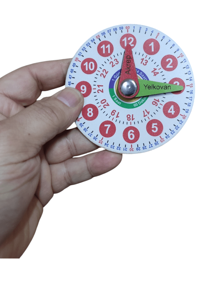 Uv Baskılı Saatleri Öğreniyorum Mini Ahşap Saat 10 adet