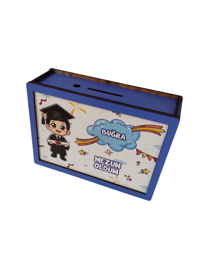 Mezuniyet Hediyesi Uv Baskılı Ahşap Kumbara Kalemlik Set 4 Parça