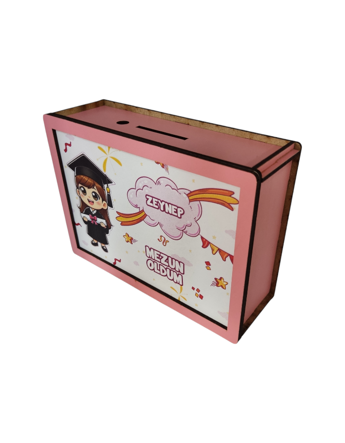 Mezuniyet Hediyesi Uv Baskılı Ahşap Kumbara Kalemlik Set 10 Parça