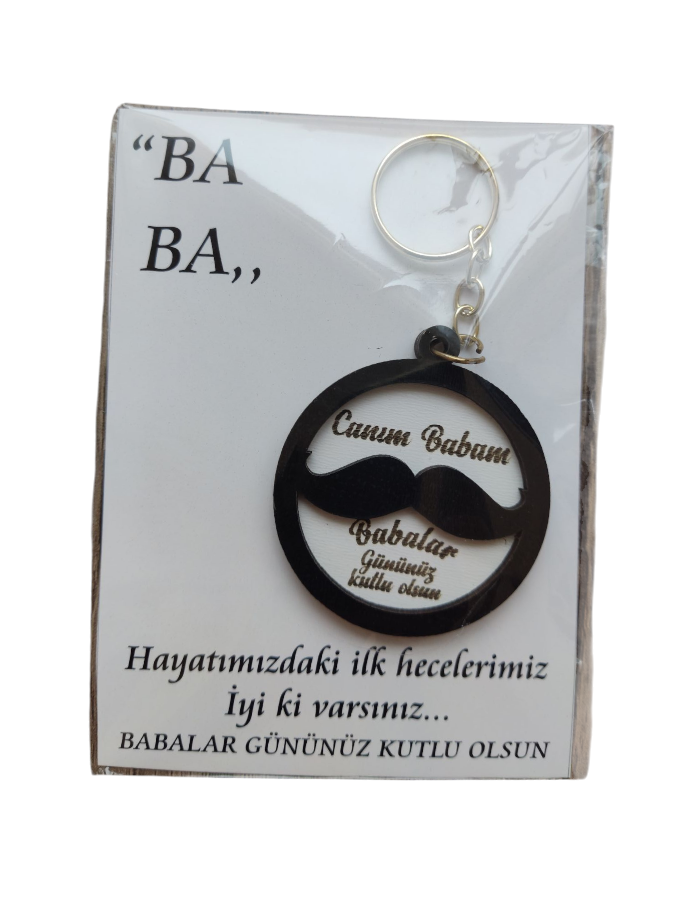 Babalar Günü Hediyesi Ahşap Anahtarlık