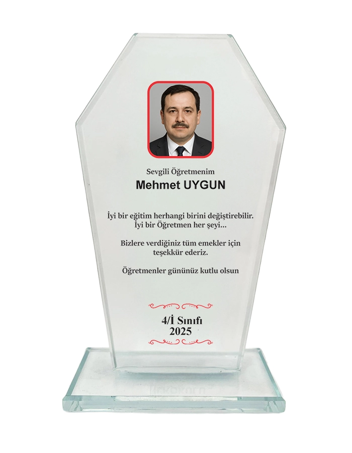 Kişiye Özel Öğretmenler Günü Hediyesi Uv Baskılı Cam Plaket