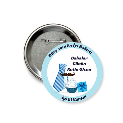 Kişiye Özel Babalar Günü Hediyesi Açacaklı Magnet Rozet (58mm)