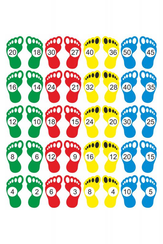 2,3,4,5’er Ritmik Sayma Ayak İzi Sticker 20 Çift