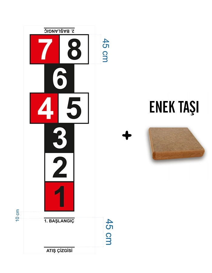 Seksek Oyunu Brandası + Enek Taşı – Yönergeye Uygun 100x340cm 