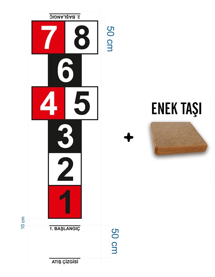Seksek Oyunu Brandası + Enek Taşı – Yönergeye Uygun 100x360cm 