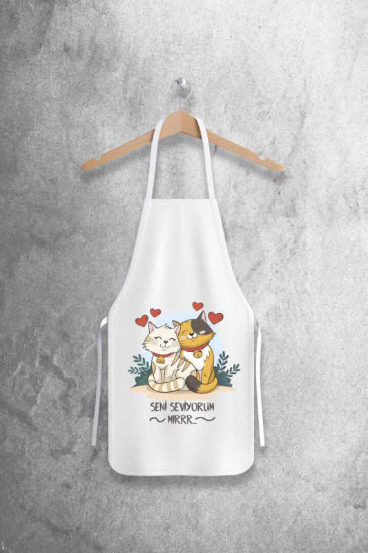 Sevgililer Günü Baskılı Sıvı Geçirmez Duck Kumaş Mutfak Aşçı Önlüğü - Sevgiliye Hediye