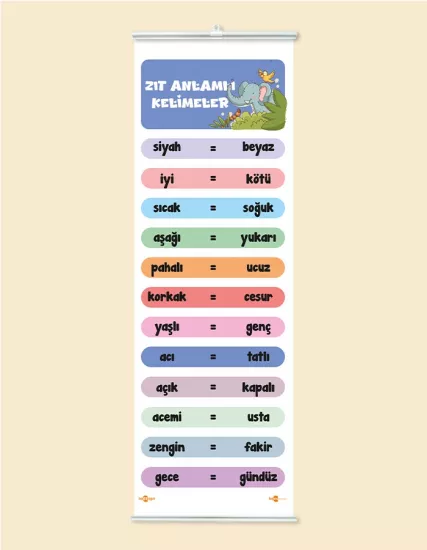 Zıt Anlamlı Kelimeler Panosu Çıtalı Branda Baskı