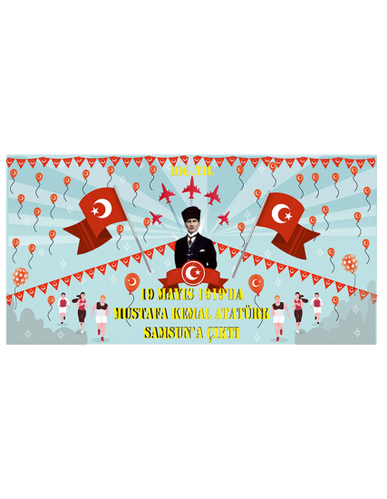 19 Mayıs Hatıra Fotoğraf Panosu Branda 100x200 