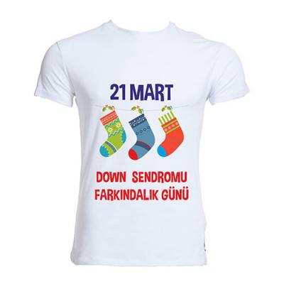 Down Sendromu Farkındalık Günü Baskılı Tişört T2