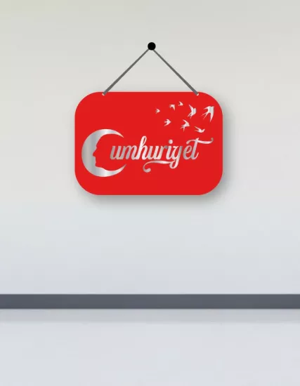 29 Ekim Cumhuriyet Bayramı Dekoratif Ahşap Tablo 35x50