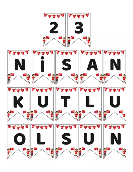 23 Nisan Karton Bayrak ve Flama Seti