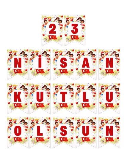 23 Nisan Karton Bayrak ve Flama Seti