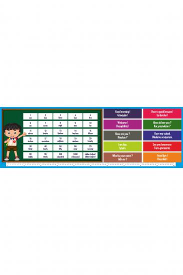 Gizil Öğrenme Okul Sırası Folyo Kaplama Sticker - İngilizce Sayılar Cümleler